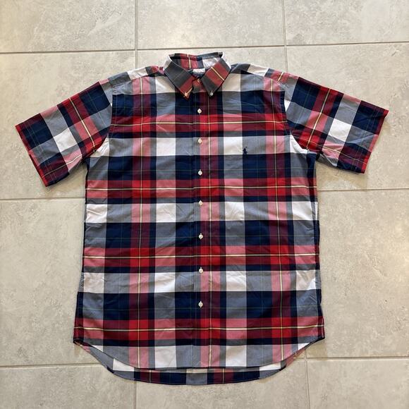 Polo Ralph Lauren Shirt Mens LT Plaid Button Down Short Sleeve Performance - Picture 1 of 9
